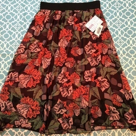 LULAROE Black Floral Lola Small - Picture 6 of 9